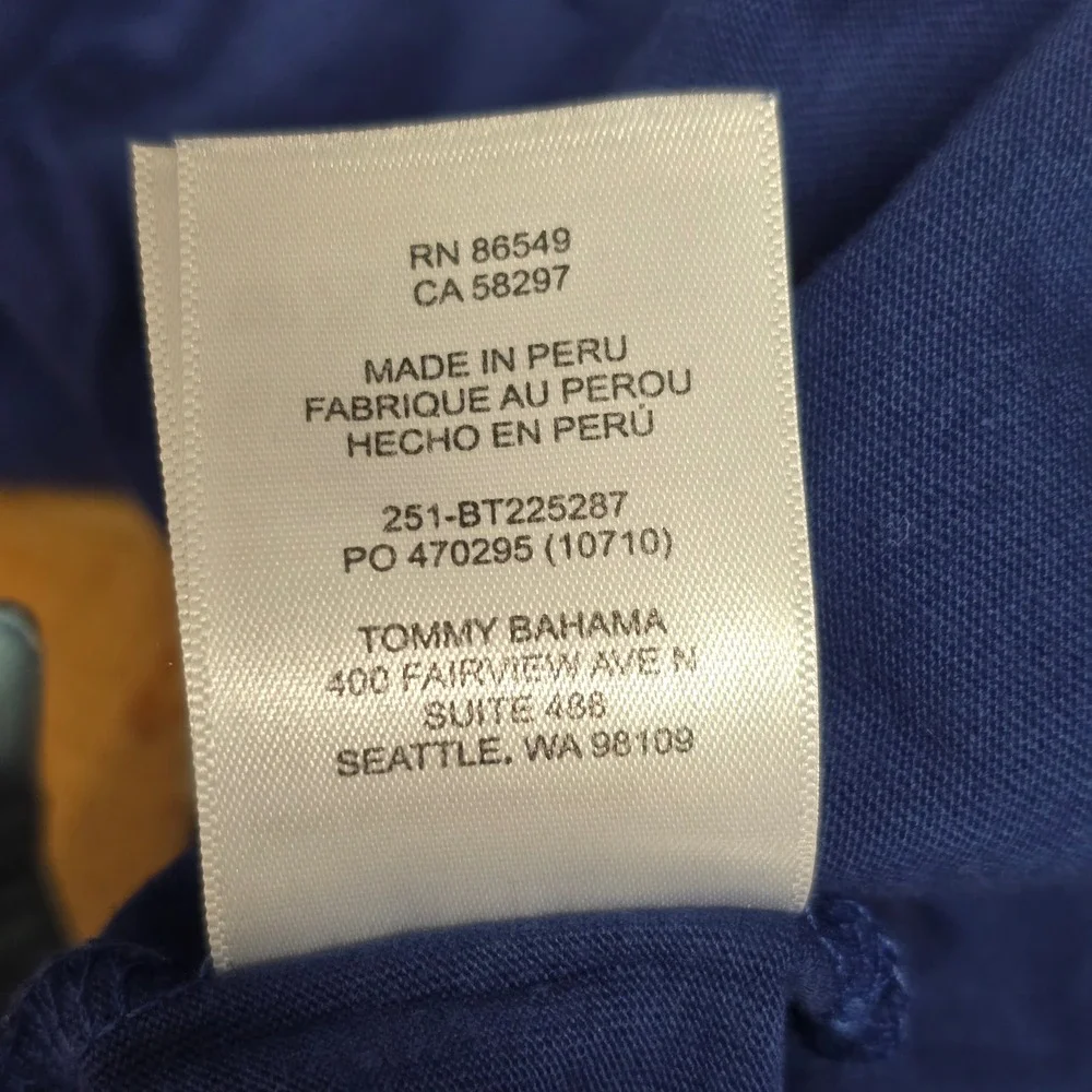 Tommy Bahama measurements taken